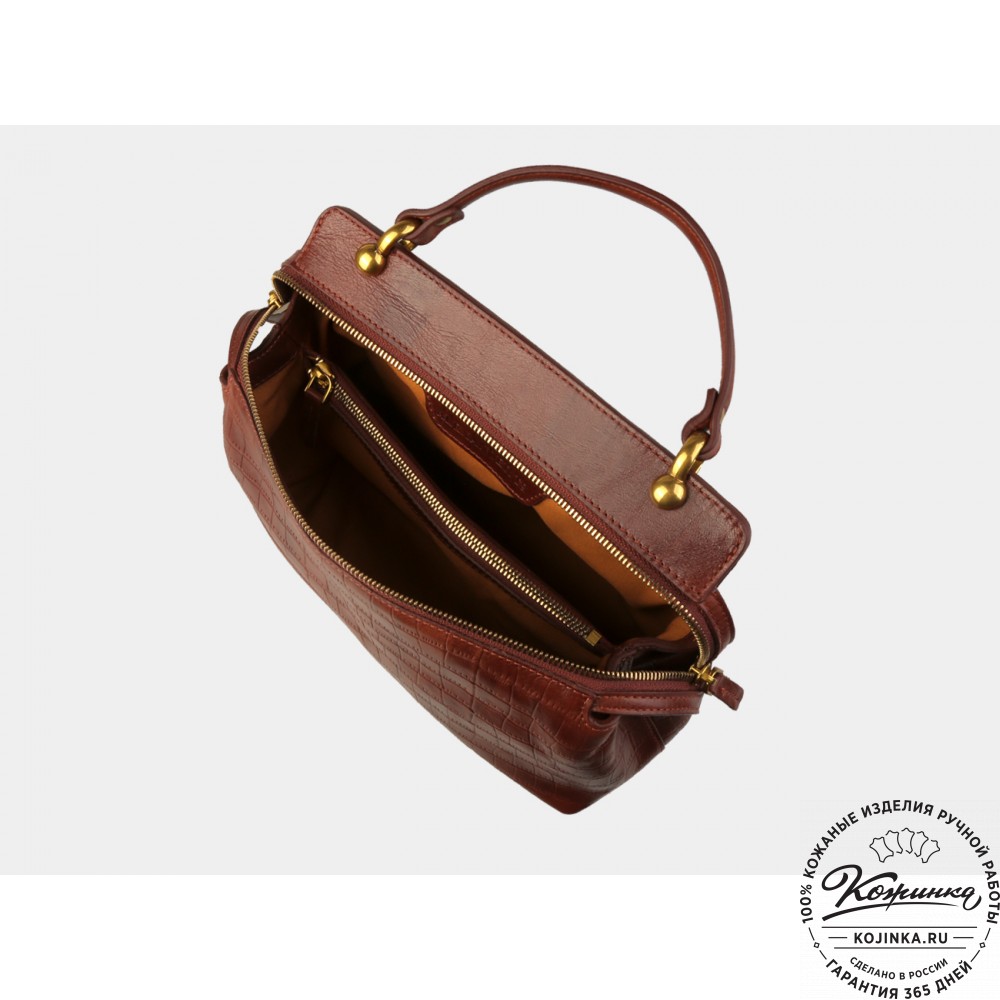 Женская кожаная сумка "Орнелла" (коньяк кроко)